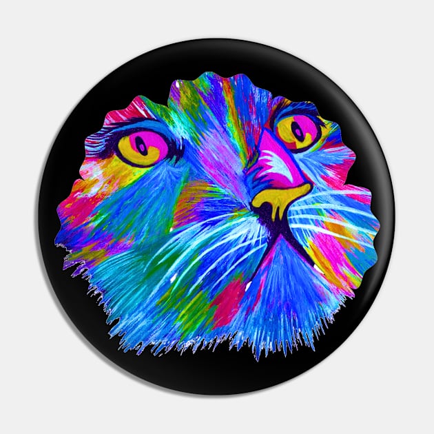 Neon Cat (shirt front) Pin by Artistry23