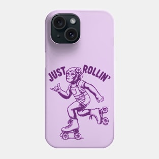 Just Rollin' - Fun Monkey on Roller Skates T-Shirt Design Phone Case