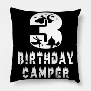 3rd Birthday Camper 3 Years Old Camping Lover Theme Party print Pillow