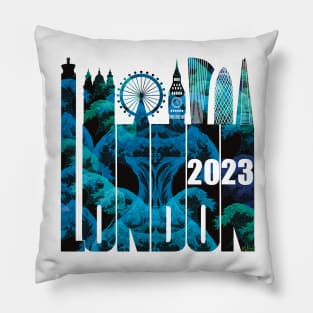 London Skyline 2023 - Wave of Kanagawa Pillow