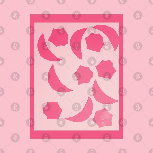 Pink Half Moon and Stars Pattern by The Friendly Introverts