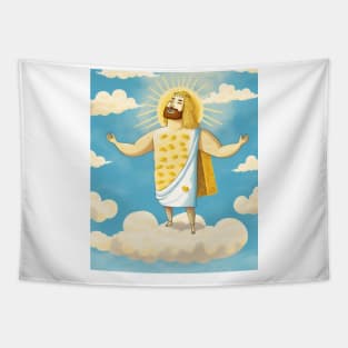 Cheesus Jesus Christ Funny Cheese Christian Pun Christmas Tapestry