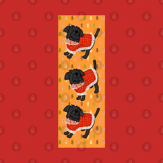 Cute Dogs in Red Winter Sweaters by ellenhenryart