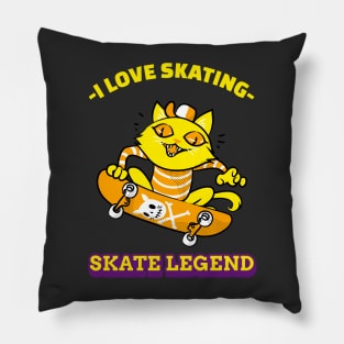 Cat loves skating Pillow