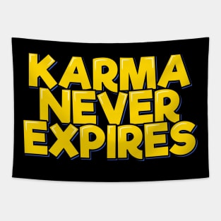 Sarcastic Gold Lettering Design - Karma Never Expires Tapestry