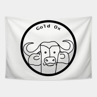 Gold Ox Portrait Outline Tapestry