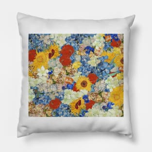 van gogh flower collage Pillow