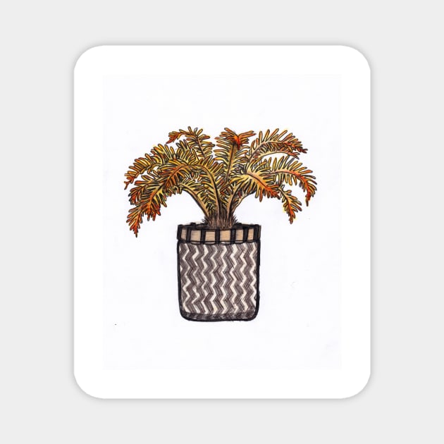 Houseplant Palm in Basket illustration Magnet by sadnettles