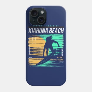 Retro Surfing Kiahuna Beach Kauai Hawaii // Vintage Surfer Beach // Surfer's Paradise Phone Case