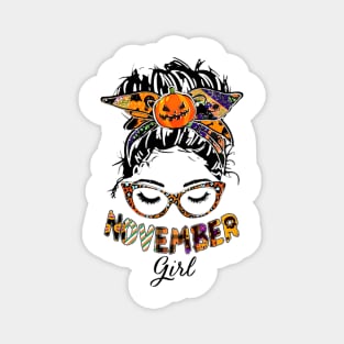 November Girl Halloween Face Wink Eyes Pumpkin Magnet