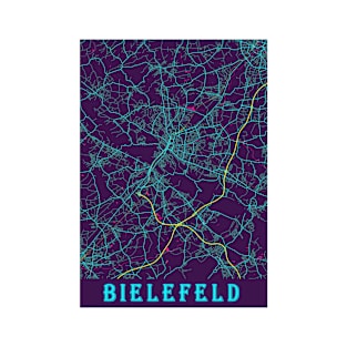 Bielefeld Neon City Map, Bielefeld Minimalist City Map Art Print T-Shirt