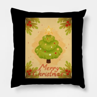 Christmas Tree | Merry Christmas Art | Christmas gift | Xmas illustration Pillow