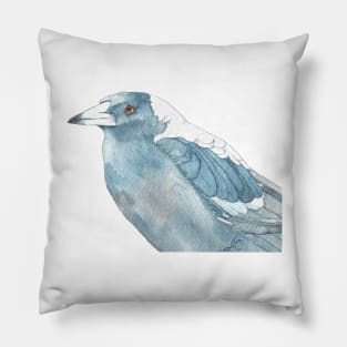 Watercolor Australian Magpie bird portrait Pillow