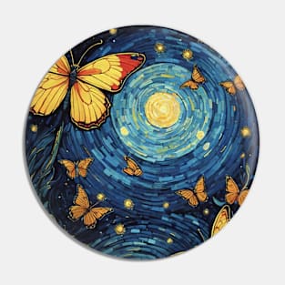 Starry Night Wings: Van Gogh's Butterfly Symphony Pin