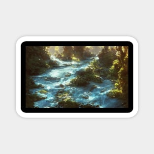 Painting Mountain River Landscape Magnet