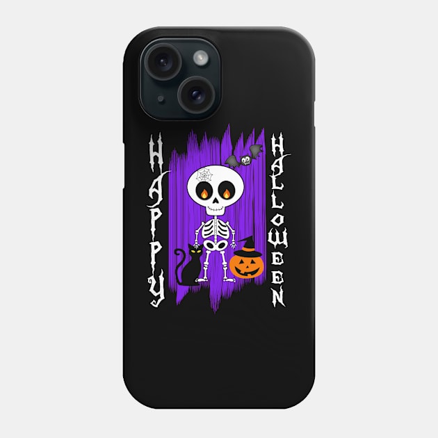 Happy Halloween Little Skeleton Funny Design for Halloween Phone Case by soccer t-shirts