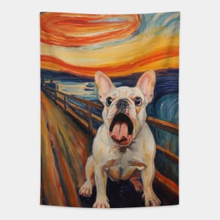 White French Bulldog The Scream Classic Paintings Tapestry