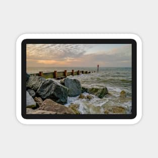 High water at Cart Gap beach on the Norfolk coast Magnet