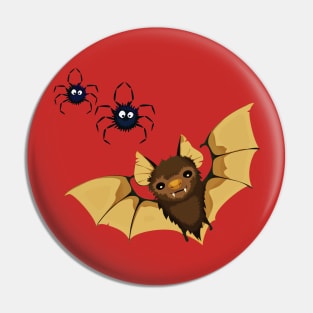 Halloween Vampire Bat & Spiders Pin