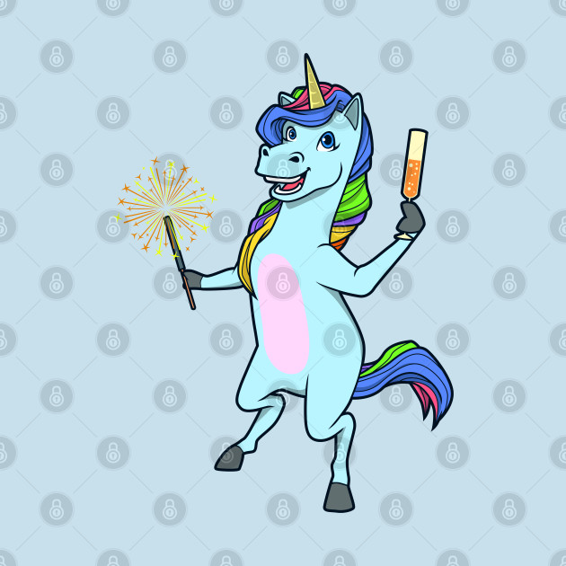 Disover Unicorn with champagne and sparkler - Happy New Year - Happy New Year - T-Shirt