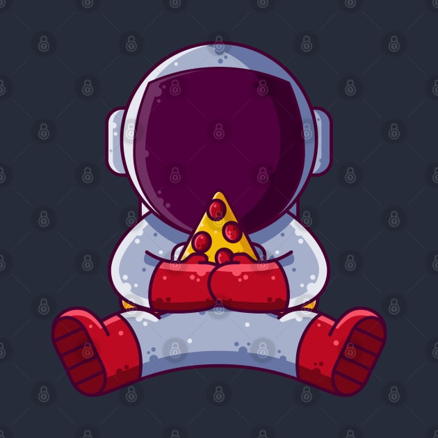 Cute Astronaut Eating Pizza Cartoon by Ardhsells