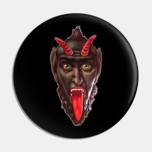 Vintage Krampus Head Goth Chistmas Demon Pin