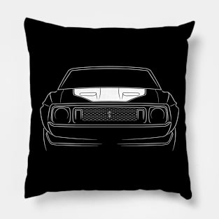 front/profile 1973 Ford Mustang Mach 1 stencil, white Pillow