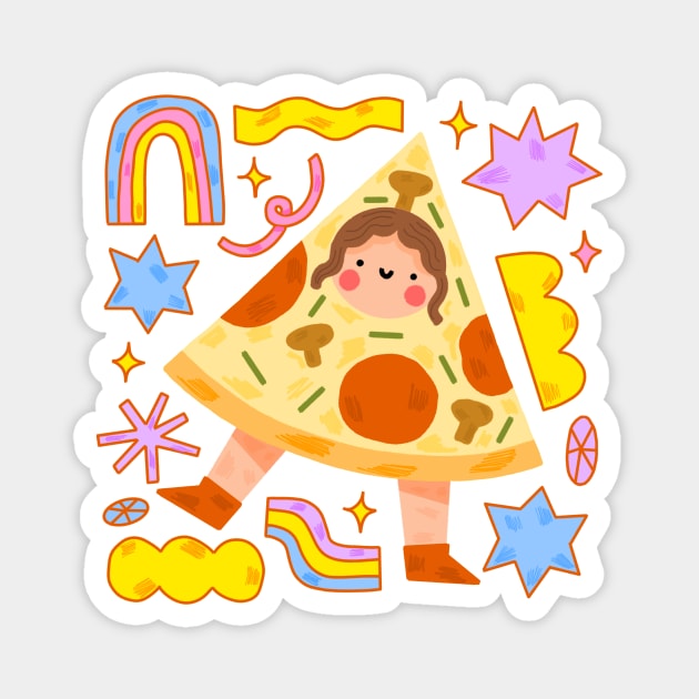 Pizza girl rainbow Magnet by Mangayubecik