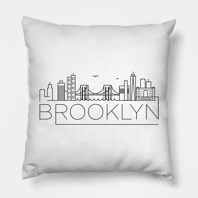 Brooklyn Minimal Skyline Pillow by kursatunsal