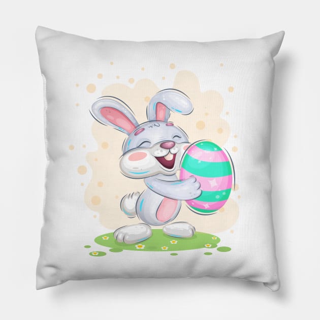 Cheerful easter bunny Clipart Pillow by AndreKENO