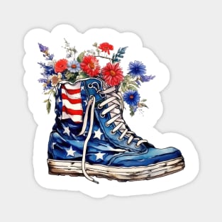 Patriot Shoe with Flowers Magnet