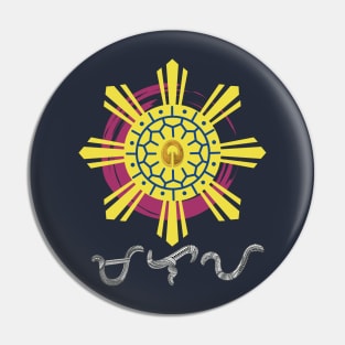 Philippine Sun with Ling-ling-O Amulet / Baybayin word Malaya (Freely) Pin