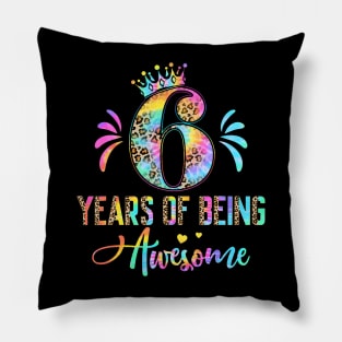 Kids Six Year Old Rainbow 6Th Birthday Leopard For Girls 6 Pillow