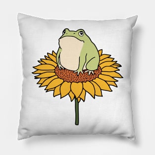 Frog on Sunflower Pillow