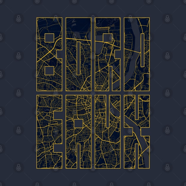 Bordeaux, France City Map Typography - Gold Art Deco by deMAP Studio