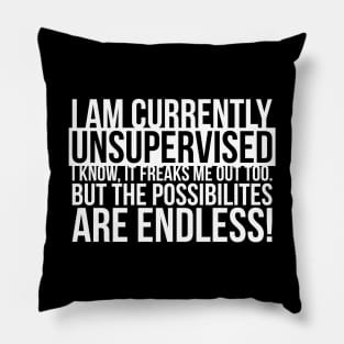 Sarcasm I Am Currently Unsupervised Pillow