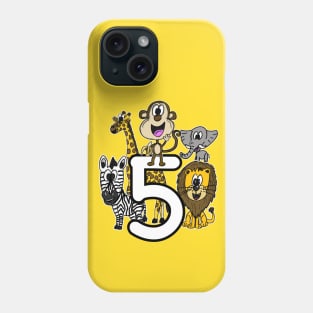 Safari Zoo Animals 5 Year Old 5th Birthday Phone Case