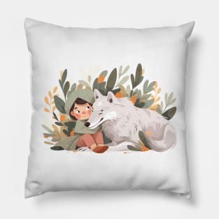 Cute Wolf Animal Loving Cuddle Embrace Children Kid Tenderness Pillow