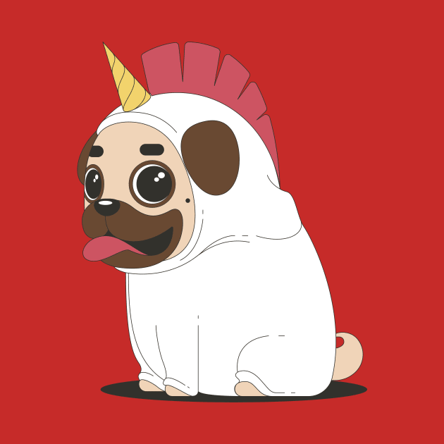 Unicorn Chicken Pug by Printaha