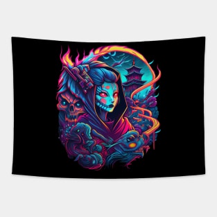 Yokai Synthwave Vaporwave Tapestry