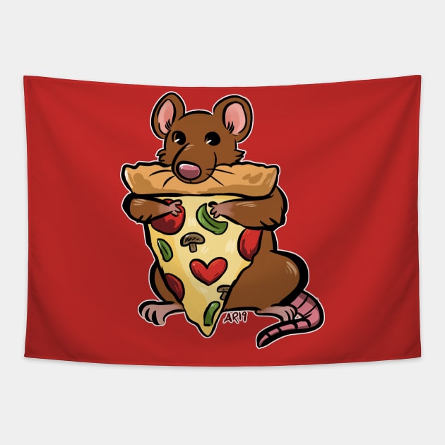 New York Icon: Pizza Rat Tapestry by angeliraferart