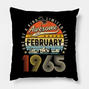 Awesome Since February 1965 Vintage 58th Birthday Pillow