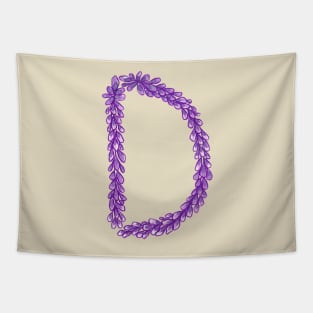 Lavender Letter D Hand Drawn in Watercolor and Ink Tapestry