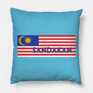 Sandakan City in Malaysian Flag Pillow