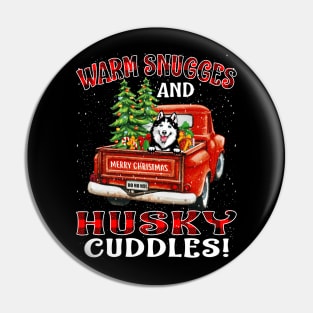 Warm Snuggles And Husky Cuddles Truck Tree Christmas Gift Pin