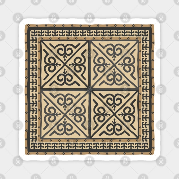 Siberian tribal pattern with plant elements Magnet by lents