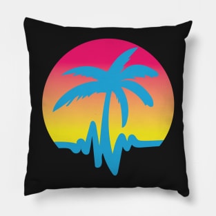 Palms and Wavs Sunset Logo Tee Pillow