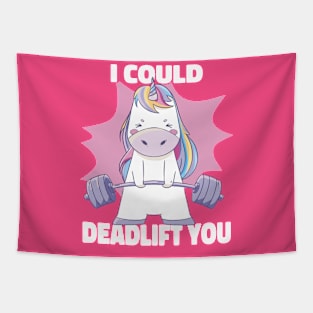 I Could Deadlift You Cute Unicorn Powerlifting Fitness Tapestry