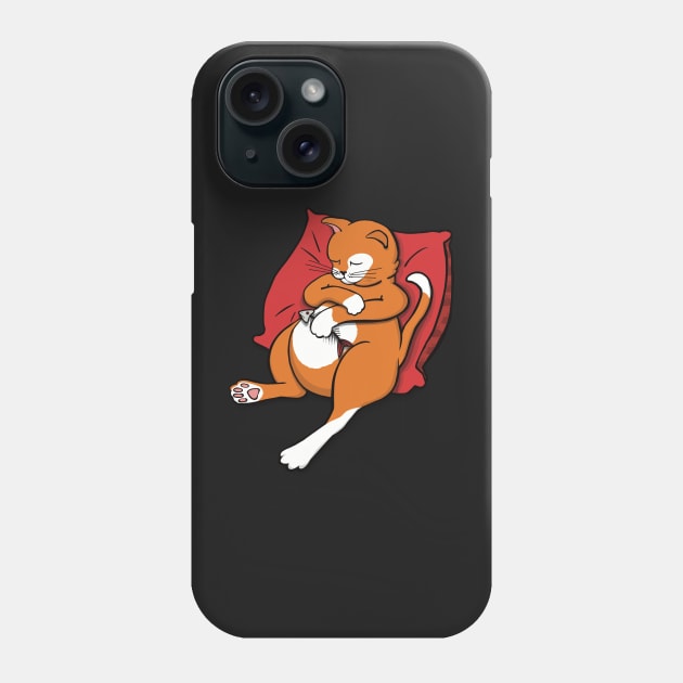 The Ginger cat sleeping after having eaten a fish Phone Case by marina63