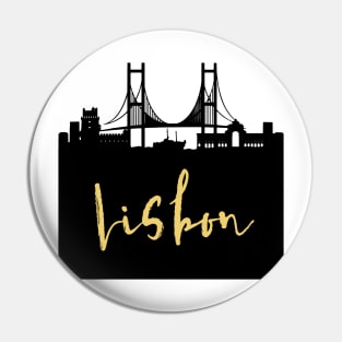 LISBON PORTUGAL DESIGNER SILHOUETTE SKYLINE ART Pin